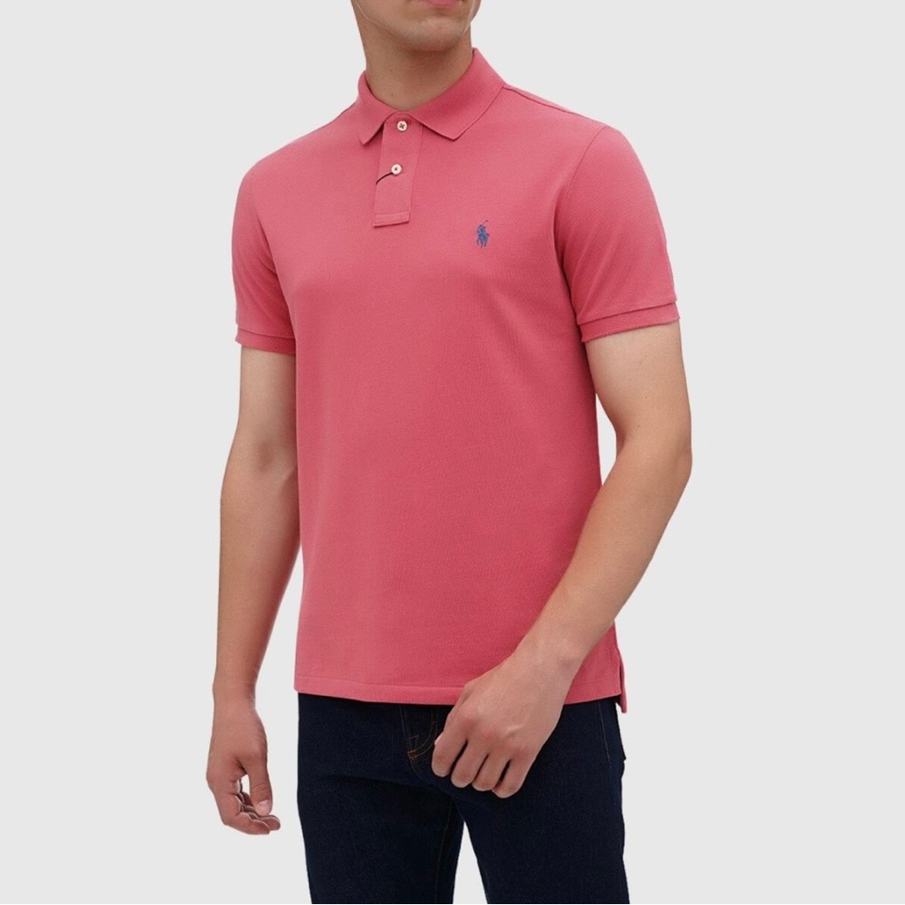 RALPH LAUREN Polo Shirt Mens Extra Large Pink Red Custom Slim Fit Adult